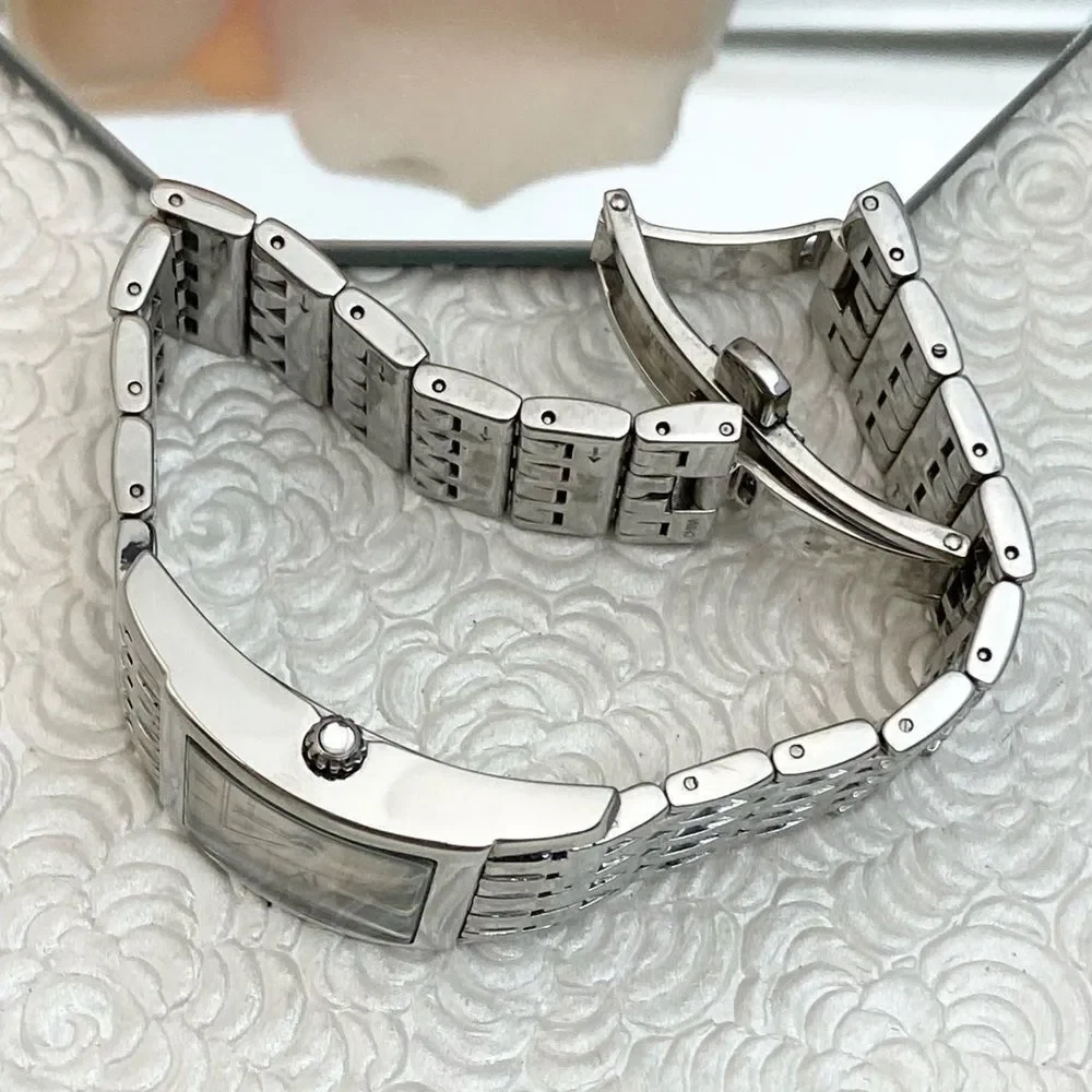 BCBGMaxAzria Stainless Steel Tank Style Dress Watch Roman Numerals